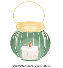burning candle table lantern for restaurant