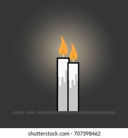 Burning candle. Two candle illustration