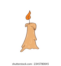 A burning candle. Vector cartoon design on a white background.