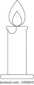 Burning candle vector continuous style. Symbol of grief, loss of a loved