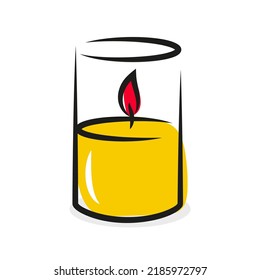 Icono del vector de la vela que quema. La luz de las velas dibujada al estilo de las caricaturas.
