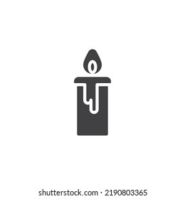 Burning candle vector icon. filled flat sign for mobile concept and web design. Candle light glyph icon. Symbol, logo illustration. Vector graphics