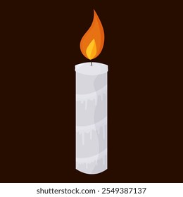 Burning candle vector illustration on Brown Background.