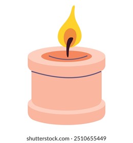 Burning candle, vector illustration. Simple flat design concept. Beautiful candle isolated on a white background.