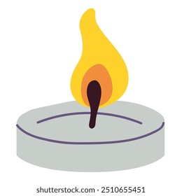 Burning candle, vector illustration. Simple flat design concept. Beautiful candle isolated on a white background.