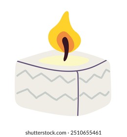 Burning candle, vector illustration. Simple flat design concept. Beautiful candle isolated on a white background.