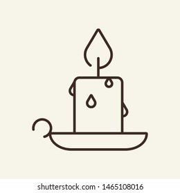 Burning candle vector line icon. Light, Halloween, attribute. Vector illustration can be used for topics like holiday, Halloween, decoration