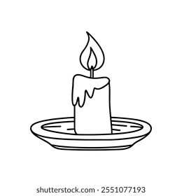 Burning Candle vector outline with while Background art