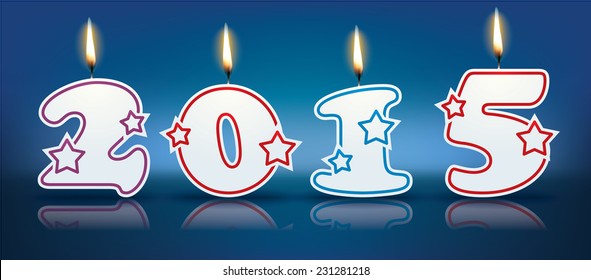 Burning candles 2015 - vector illustration