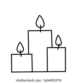 Arder velas para aromaterapia aisladas en un fondo blanco. Elementos interiores, elementos decorativos festivos. Ilustración vectorial plana. Llama suave.