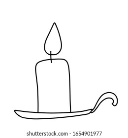 Burning candles for aromatherapy isolated on a white background. Interior items, festive decorative design element. Flat vector illustration. Soft flame.