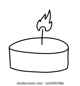 Burning candles for aromatherapy isolated on a white background. Interior items, festive decorative design element. Flat vector illustration. Soft flame.