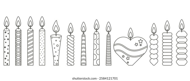 Burning candles Birthday set Vector vector