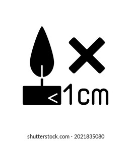 Burning Candles Correctly Black Glyph Manual Label Icon. Container Overheating Danger. Fire Hazard. Silhouette Symbol On White Space. Vector Isolated Illustration For Product Use Instructions