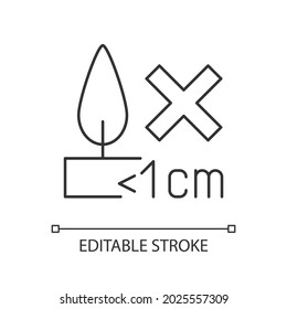 Burning Candles Correctly Linear Manual Label Icon. Fire Hazard. Thin Line Customizable Illustration. Contour Symbol. Vector Isolated Outline Drawing For Product Use Instructions. Editable Stroke