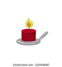 Burning candles. Cute hand drawn hygge interior decorations vector illustration set. Holiday decorative design element. Chtistmas candle boho style.