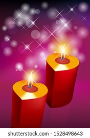 Burning candles. Holiday decorations, festivals.