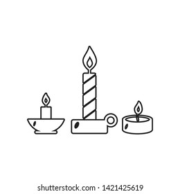 burning candles icon. Element of winter for mobile concept and web apps icon. Outline, thin line icon for website design and development, app development