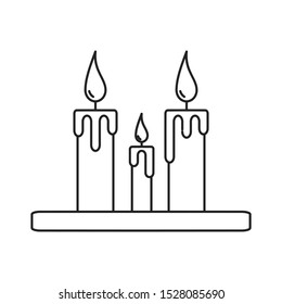 Burning candles icon. Outline thin line illustration. Isolated on white background. 