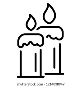 Burning candles icon. Outline burning candles vector icon for web design isolated on white background