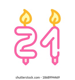 burning candles in number form birthday color icon vector. burning candles in number form birthday sign. isolated symbol illustration