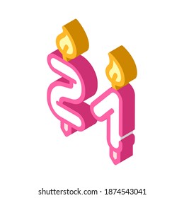 burning candles in number form birthday glyph icon vector. burning candles in number form birthday sign. isolated contour symbol black illustration