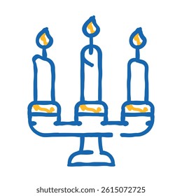 burning candles on candlestick doodle icon sketch vector. burning candles on candlestick sign. isolated symbol illustration