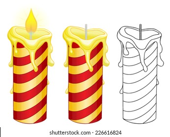 Burning candles on white background