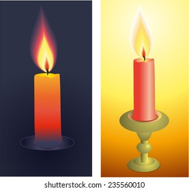 Burning candles realistic vector illustration. Vector illustration.