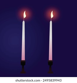 burning candles and scent diffuser with sticks. Cartoon vector illustration set of color candlelight for aromatherapy in glass jar and container with fragrance