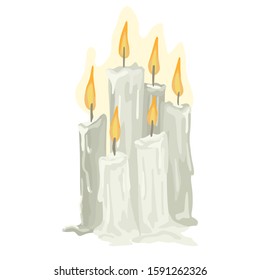 Burning candles set. Isolated on white background. Flat style vector cartoon illustration.