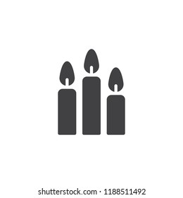 Burning Candles Vector Icon. Filled Flat Sign For Mobile Concept And Web Design. Candlelight Solid Icon. Symbol, Logo Illustration. Pixel Perfect Vector Graphics