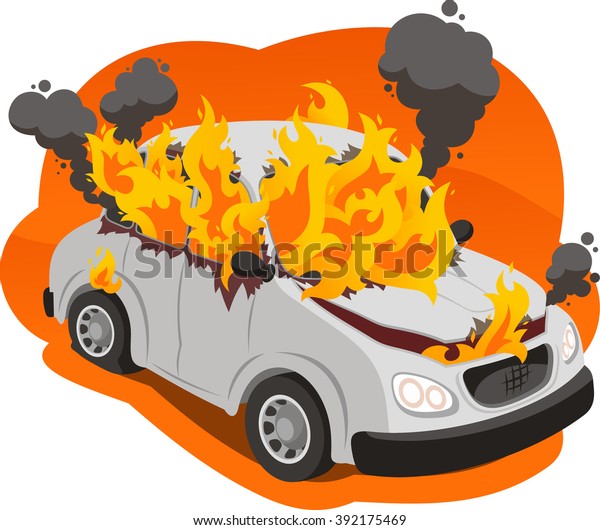 燃える車のイラスト のベクター画像素材 ロイヤリティフリー