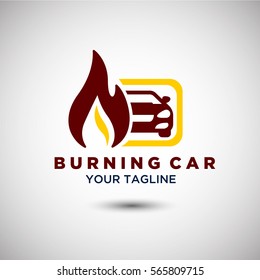 Burning Car Logo Vector. Automotive and Transportation Logo template