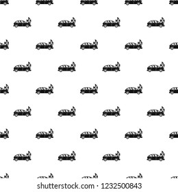 Burning car pattern seamless vector repeat geometric for any web design