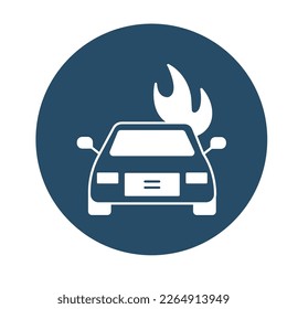 Icono del vector del coche en llamas modificar fácilmente

