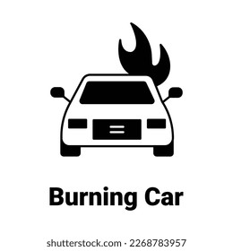 Icono del vector del coche en llamas modificar fácilmente

