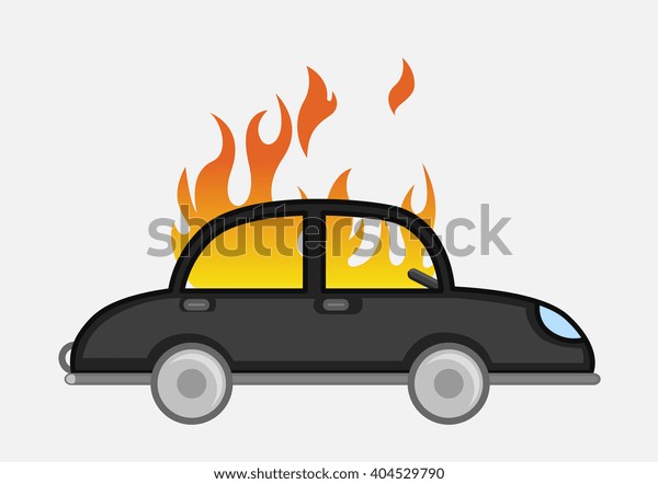 Burning Car Vector\
Illustration