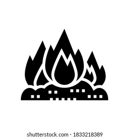burning carbage glyph icon vector. burning carbage sign. isolated contour symbol black illustration