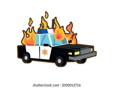 Burning Cartoon Polizei Auto Symbol