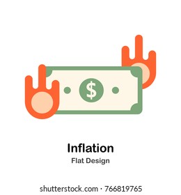 Burning cash Flat vector Illustration