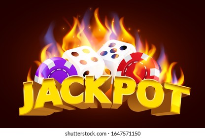 Burning casino dices. Hot casino concept. Fire game. Vector illustration