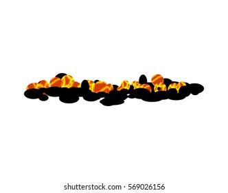 Burning charcoal isolated. hot Coal on white background
