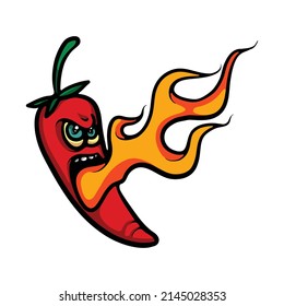 Burning chilli cartoon vector illustration