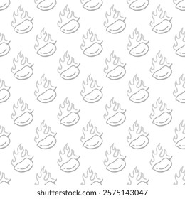 burning chilli pepper pattern. fire chili pattern. hot chili seamless pattern suitable for print, seasoning pack, or wrapping paper.