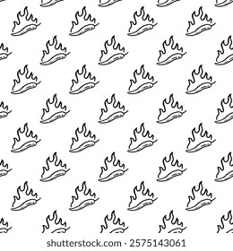 burning chilli pepper pattern. fire chili pattern. hot chili seamless pattern suitable for print, seasoning pack, or wrapping paper.