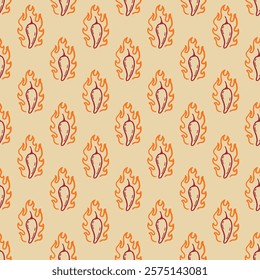 burning chilli pepper pattern. fire chili pattern. hot chili seamless pattern suitable for print, seasoning pack, or wrapping paper.