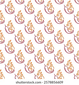 burning chilli pepper pattern. fire chili pattern. hot chili seamless pattern suitable for print, seasoning pack, or wrapping paper.