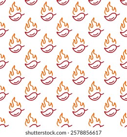 burning chilli pepper pattern. fire chili pattern. hot chili seamless pattern suitable for print, seasoning pack, or wrapping paper.