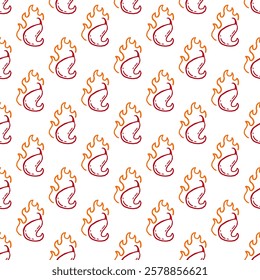 burning chilli pepper pattern. fire chili pattern. hot chili seamless pattern suitable for print, seasoning pack, or wrapping paper.